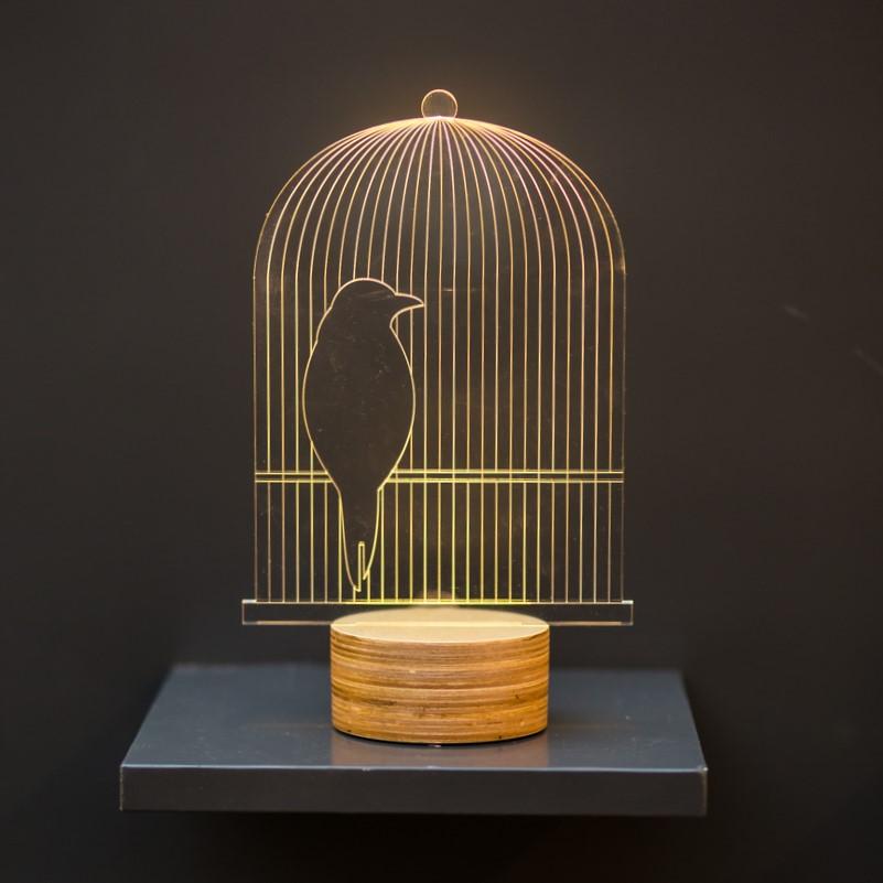 מנורת לד ציפור בכלוב